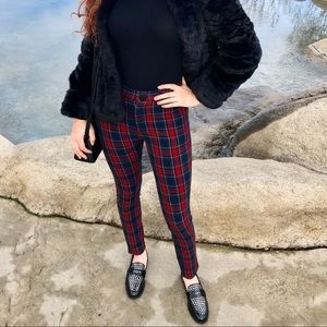 Zara red check board pants